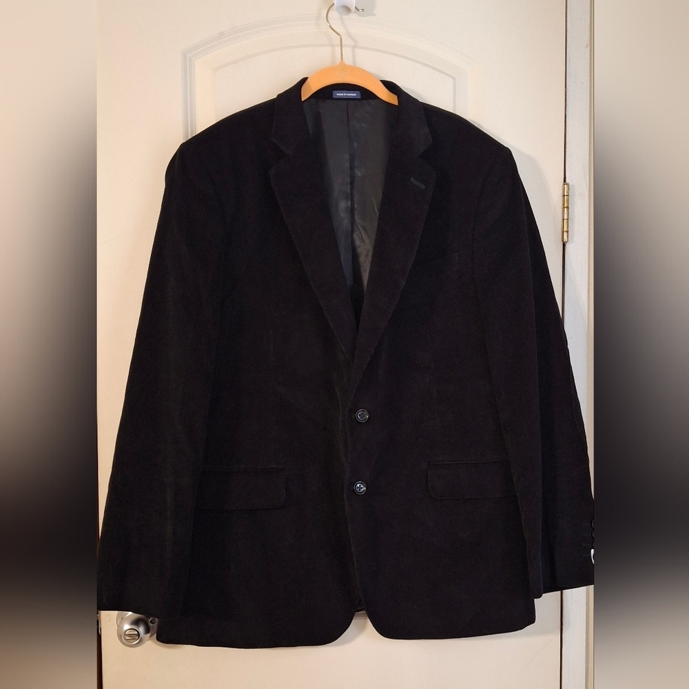Stafford Jacket Mens 44R Black Corduroy Blazer Cotton Classic Fit Sport Coat NEW